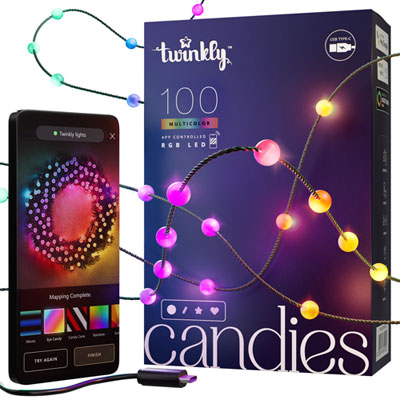 Twinkly Candies Smart RGB LED Lights - Pearl - 100 Lights