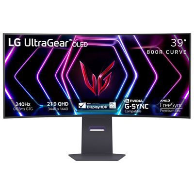 Open Box - LG UltraGear 39" QHD 240Hz 0.03ms GTG Curved OLED LED G-Sync Gaming Monitor - Black