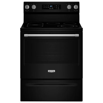 Maytag 30" 5.3 Cu. Ft. Self-Clean 5-Element Freestanding Electric Air Fry Range (YMFES6030RB) - Black Great Features