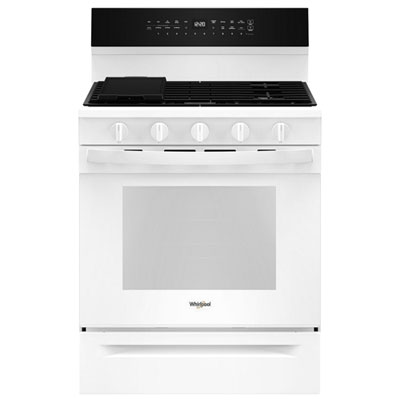 Whirlpool 30" 5.0 Cu. Ft. True Convection 5-Burner Freestanding Gas Range (WFGS7530RW) - White This 30 inch smart gas range and air frying technology from whirlpool has the best features