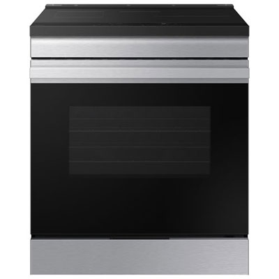 "Open Box - Samsung BESPOKE 30"" 6.3 Cu. Ft. Fan Convection Induction Slide-In Electric Range - Stainless Steel"