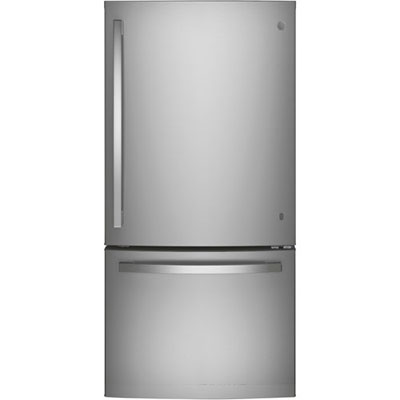 "Open Box - GE 33"" 24.8 Cu. Ft. Bottom Freezer Refrigerator (GDE25EYKFS) - Stainless Steel - Scratch & Dent"