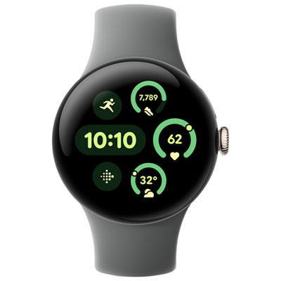 Montre Pixel Watch 3 (Lte + Gps) 41 Mm De Google Avec Boîtier En Aluminium Champagne Doré Et Bracelet Sport Vert Lichen Love the watch