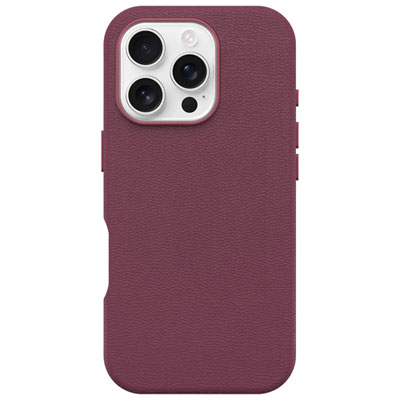 OtterBox Symmetry Cactus Leather Fitted Hard Shell Case with MagSafe for iPhone 16 Pro - Maroon Bells