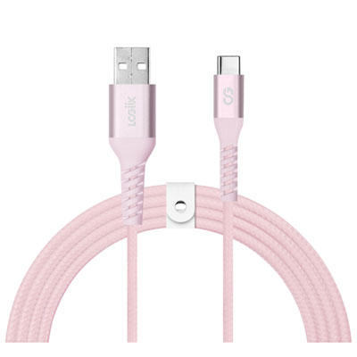 LOGiiX Vibrance 1.2m (3.9 ft.) Braided USB to USB-C Cable (LGX-13828) - Blush