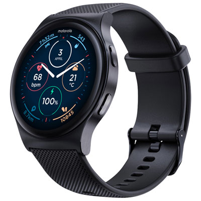 Motorola Moto Watch 120 45mm Smartwatch with Heart Rate Monitor - Black