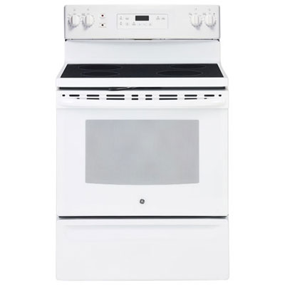 "Open Box - GE 30"" 5.0 Cu. Ft. Electric Range (JCB630DKWW) - White on White - Scratch & Dent"