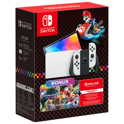 Nintendo Switch (OLED Model) Mario Kart 8 Deluxe Bundle with 12-Month Online Individual Membership