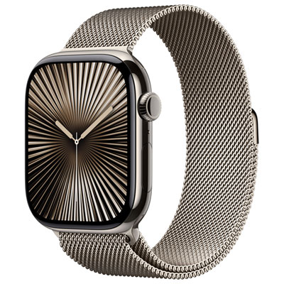 Apple Watch Series 10 (Gps + Cellulaire) Avec Boîtier De 46 Mm En Titane Naturel Et Bracelet Milanais Naturel Par Telus - P/m - Financement Mensuel