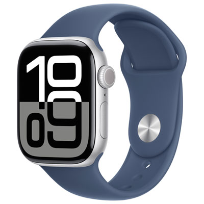 TELUS Apple Watch Series 10 (GPS + Cellular) 42mm Silver Aluminum Case w/Denim Sport Band -M/L- Monthly Financing