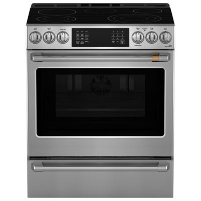 Café Express 30" 5.7 Cu. Ft. True Convection 5-Element Slide-In Electric Range (CRS70XAWCS1) - Stainless Steel