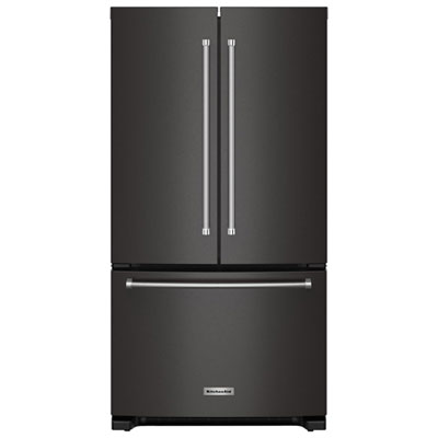 KitchenAid 36" 20 Cu. Ft. French Door Refrigerator with Water Dispenser (KRFC136RBS) - Black Stainless Steel Great refrigerator