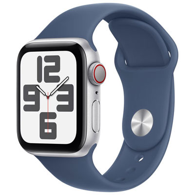 TELUS Apple Watch SE (GPS + Cellular) 40mm Silver Aluminum Case w/ Denim Sport Band - S/M - Monthly Financing