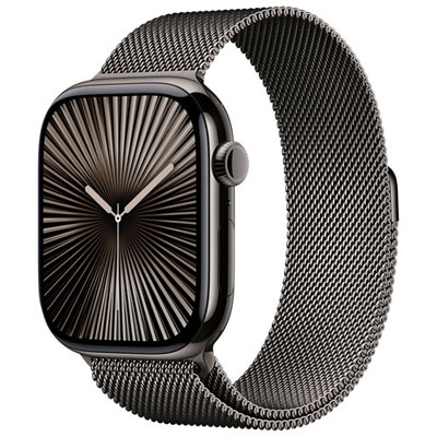 Freedom Mobile Apple Watch Series 10 (GPS+Cellular) 46mm Slate Titanium Case w/Slate Milanese Loop-S/M-Monthly Tab Payment