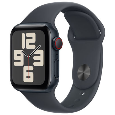 Freedom Mobile Apple Watch SE (GPS+Cellular) 40mm Midnight Aluminum Case w/Midnight Sport Band-S/M-Monthly Tab Payment