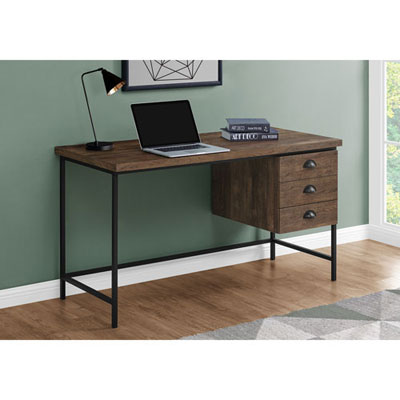 Open Box - Monarch Contemporary Computer Desk with Drawers - Brown/Black