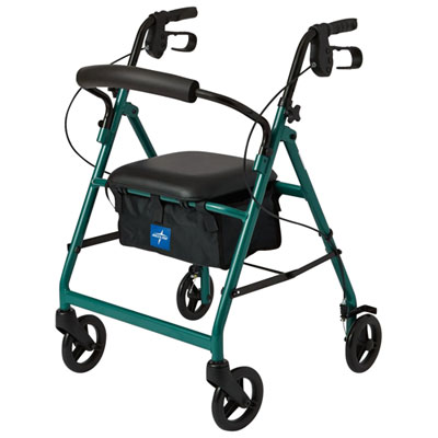 Medline Basic Aluminum Frame Foldable Rollator Walker - Green