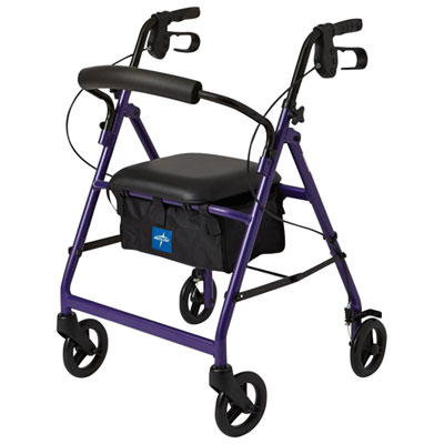 Medline Basic Aluminum Frame Foldable Rollator Walker - Purple
