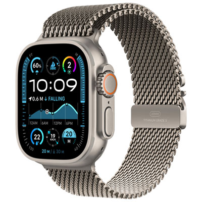 Koodo Apple Watch Ultra 2 (GPS + Cellular) 49mm Natural Titanium Case with Natural Titanium Milanese Loop - Large - Monthly Tab Payment
