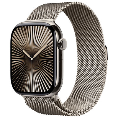 Koodo Apple Watch Series 10 (GPS + Cellular) 46mm Natural Titanium Case with Natural Milanese Loop - Small/ Medium - Monthly Tab Payment