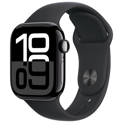 Koodo Apple Watch Series 10 (GPS + Cellular) 42mm Jet Black Aluminum Case with Black Sport Band - Small/ Medium - Monthly Tab Payment