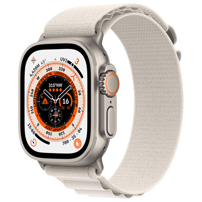 Koodo Apple Watch Ultra (GPS + Cellular) 49mm Titanium Case with Starlight Alpine Loop - Small - Monthly Tab Payment