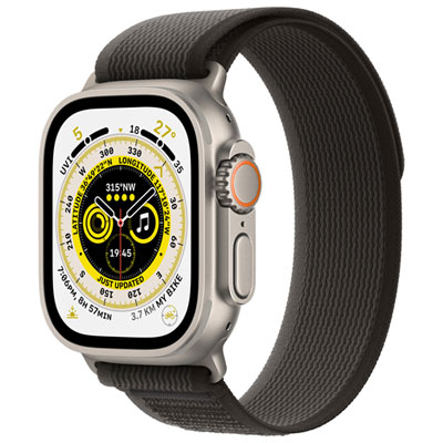 Koodo Apple Watch Ultra (GPS + Cellular) 49mm Titanium Case with Black/Grey Trail Loop - Small/Medium - Monthly Tab Payment