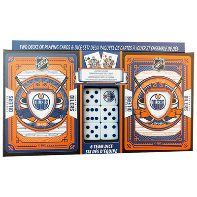 Oilers D'edmonton - Ensemble De 2 Paquets De Cartes À Jouer Et Dés