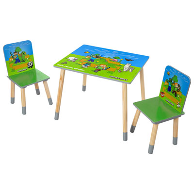 Image of Minecraft 3-Piece Kid's Table and Chair Set - Green/Blue