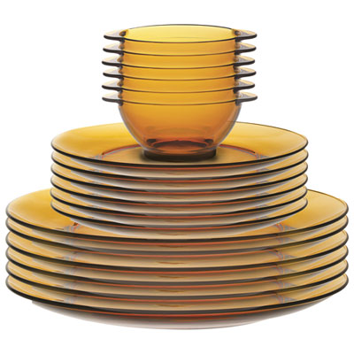 Duralex Lys 18-Piece Tempered Glass Dinnerware Set - Amber