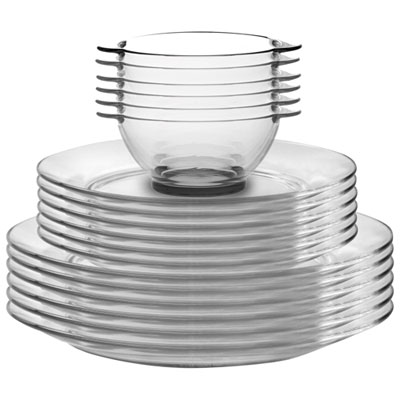 Duralex Lys 18-Piece Tempered Glass Dinnerware Set - Clear