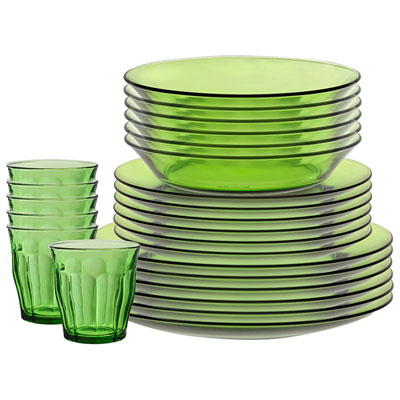 Duralex Lys 24-Piece Tempered Glass Dinnerware Set - Green