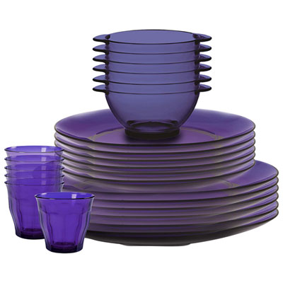 Duralex Lys 24-Piece Tempered Glass Dinnerware Set - Saphir