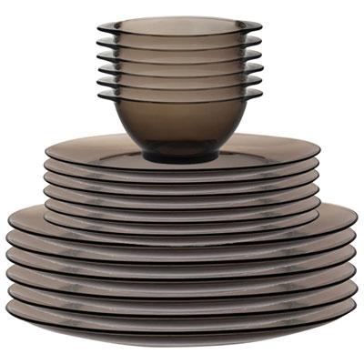 Duralex Lys 18-Piece Tempered Glass Dinnerware Set - Sepia