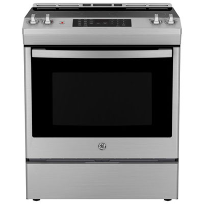 "Open Box - GE Profile 30"" 6.2 Cu. Ft. 5-Element Electric Air Fry Range (PCB905YVFS) - Scratch & Dent"