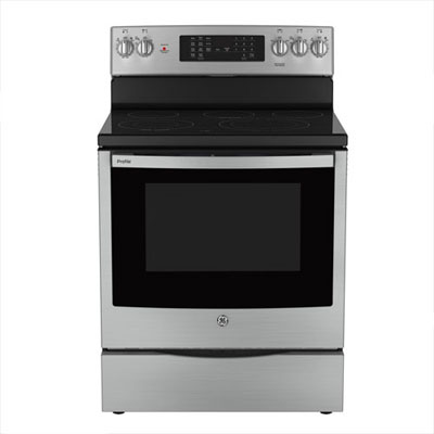"Open Box - GE Profile 30"" 6.2 Cu. Ft. 5-Element Electric Air Fry Range (PCB905YVFS)- Perfect Condition"