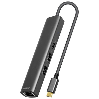 Concentrateur Usb-C Mince À 3 Ports De Logiix Avec Port Ethernet (Lgx-13542) - Gris Graphite