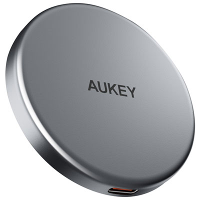 Chargeur Magnétique Sans Fil De 15 W Magfusion Aura Qi2 D'aukey - Gris Spatial