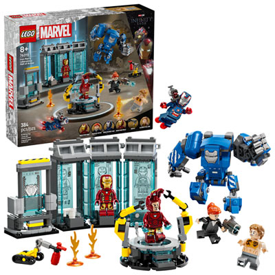 LEGO Marvel: Iron Man's Laboratory - Hall Of Armor - 384 Pieces (76315) Amazing things: 
              Iron Patriot - Perfect
              Mark 6 - Perfect
              The suit gantry is the best in all iron man