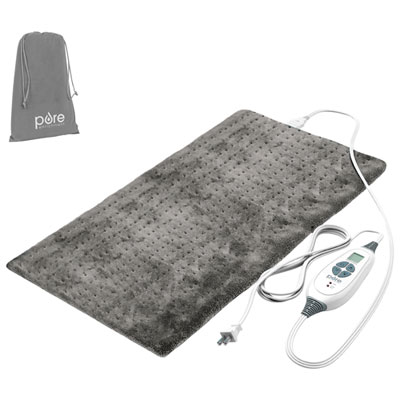 PureRelief Deluxe Plush Heating Pad - Grey