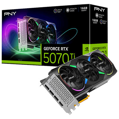Image of PNY GeForce RTX 5070 Ti ARGB Epic-X RGB OC Triple-Fan 16GB GDDR7 Video Card