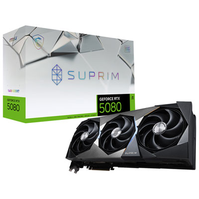 Image of MSI GeForce RTX 5080 Suprim SOC 16GB GDDR7 Video Card