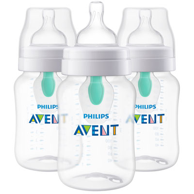 Philips Avent Anti-Colic 9 oz. Baby Bottle Set with AirFree Vent - 3 Pack LOVE LOVE LOVE Great Bottle By Avent