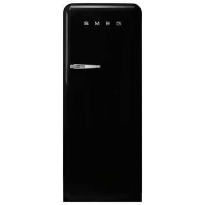 "Open Box - Smeg 50's 24"" 9.2 Cu. Ft. All-Fridge Refrigerator (FAB28URBL3) - Black - Scratch & Dent"
