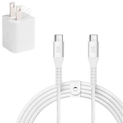 Chargeur Mural Usb-C Gan De 30 W Vibrance Avec Câble Usb-C De 1,5 M De Logiix - Blanc