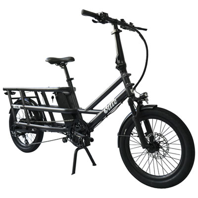 Ollie Longtail Cargo Step-Through Electric City Bike (500 W Motor / 96km Range / 32km/h Top Speed) - Black