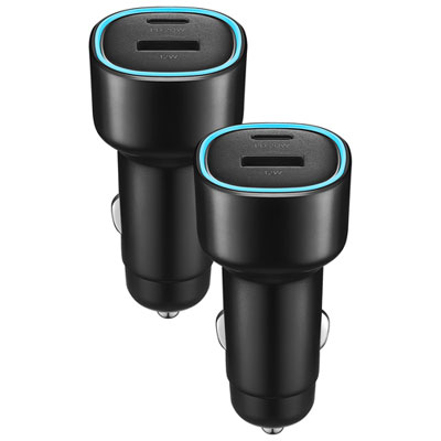 Insignia 32W Dual USB-C/USB-A Car Charger - 2 Pack - Black Great for the car