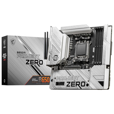 MSI B650M Project Zero Micro-ATX AM5 Motherboard for AMD Ryzen 9000/8000/7000 Series CPUs