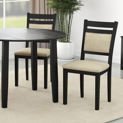WHI Conrad Contemporary Fabric Dining Chair - Set of 2 - Black