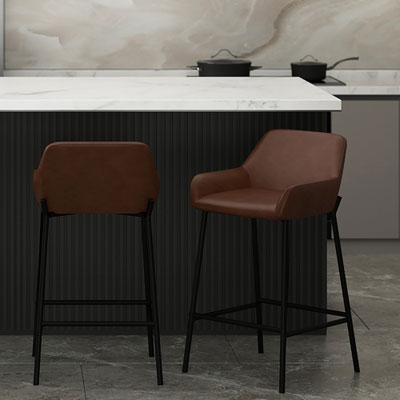 !NSpire Baily Contemporary Counter Height Barstool - Set of 2 - Brown